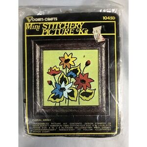 Vtg Vogart Crafts Mini Stitchery Picture Kit Crewel #1045D Floral Array